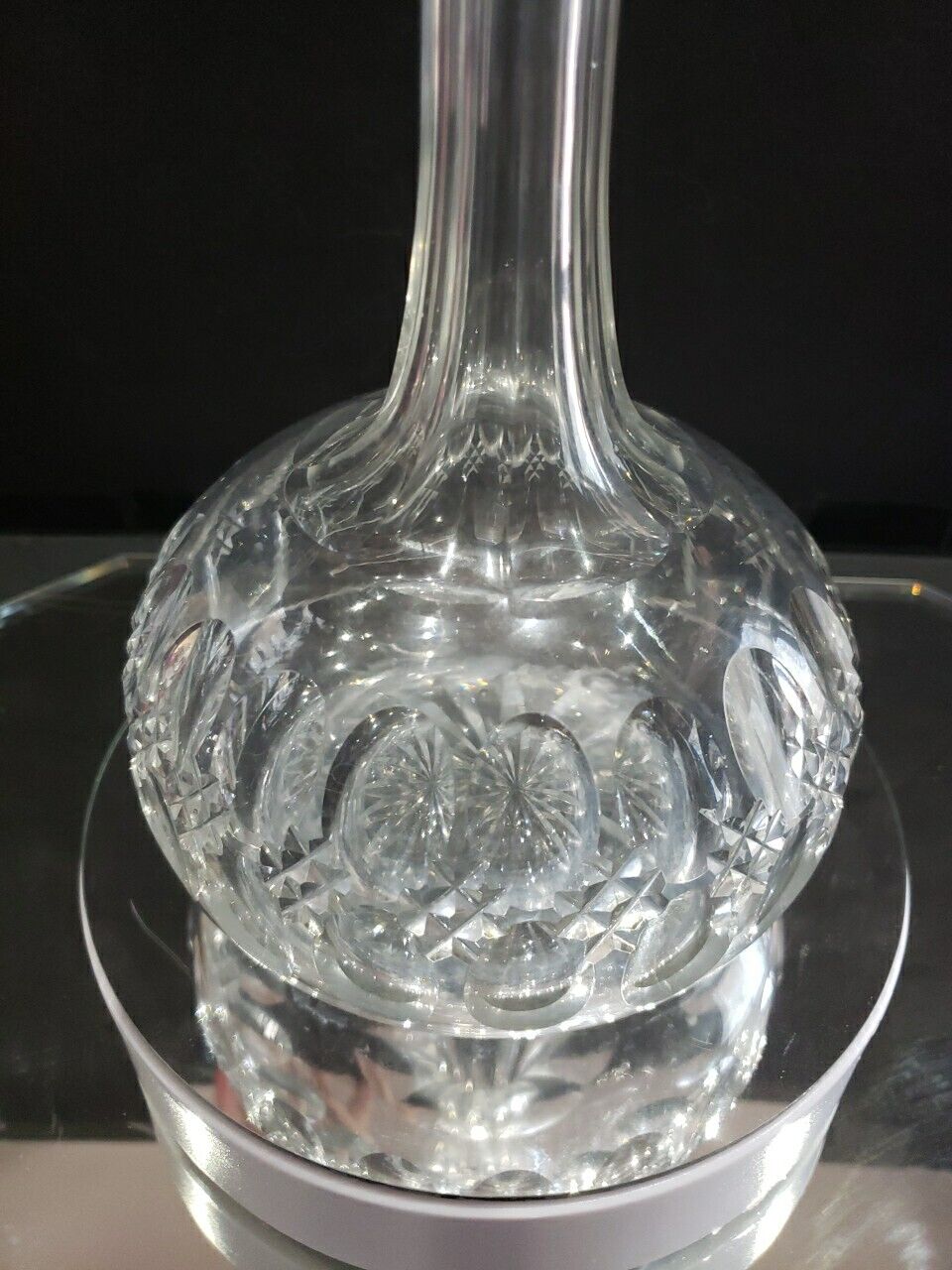 11" Decanter Wine Liquor antique Glass crystal cut Early American late 1800's