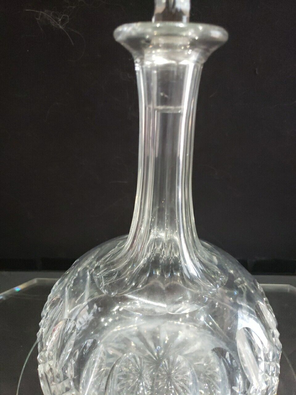 11" Decanter Wine Liquor antique Glass crystal cut Early American late 1800's