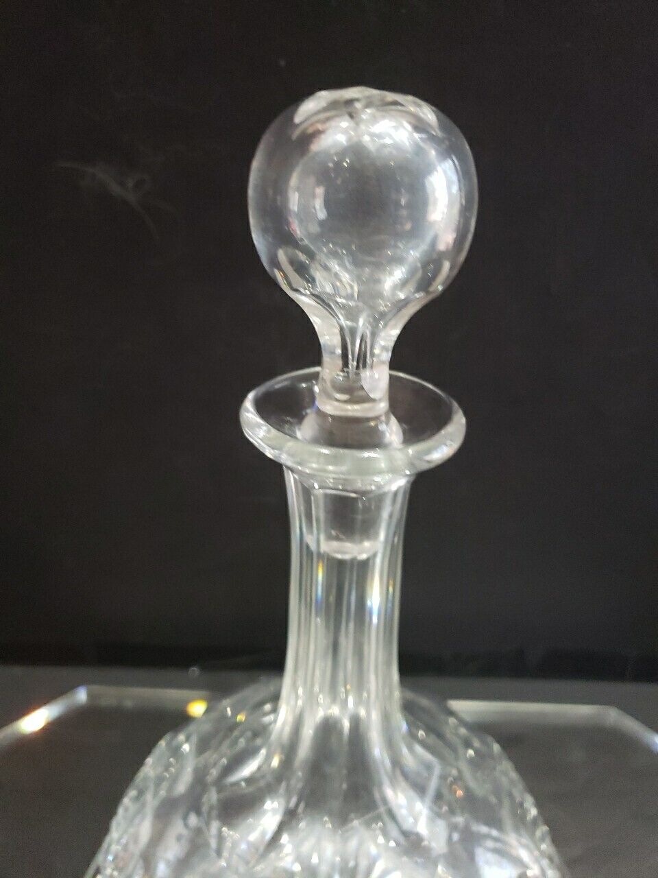 11" Decanter Wine Liquor antique Glass crystal cut Early American late 1800's