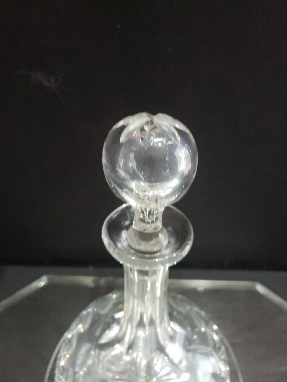 11" Decanter Wine Liquor antique Glass crystal cut Early American late 1800's