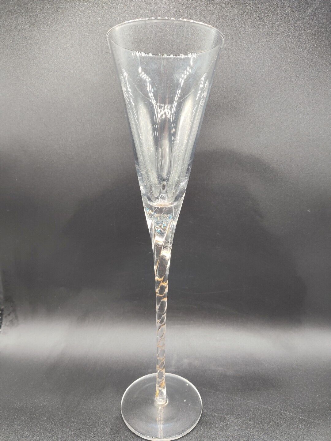 Circleware Crystal Gold Swirl Stem Clear Fluted Champagne Glass 11 1/4" Tall