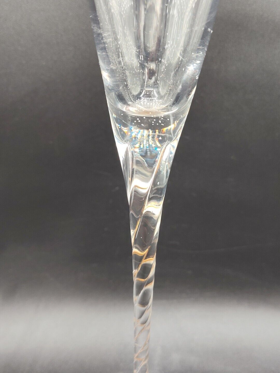 Circleware Crystal Gold Swirl Stem Clear Fluted Champagne Glass 11 1/4" Tall
