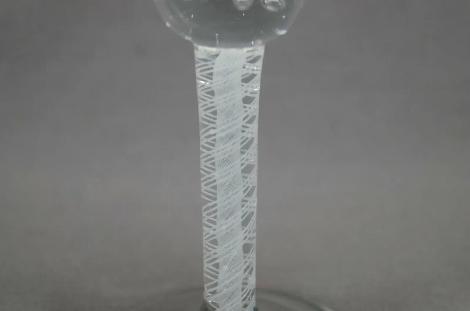 18th Century Continental Flint Glass Double Opaque Twist Controlled Bubble Wine