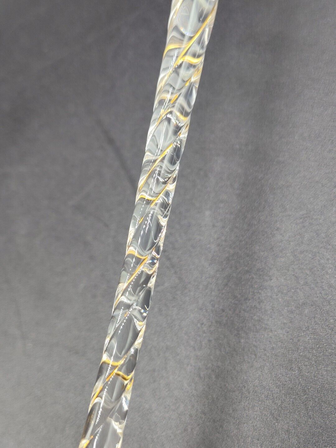 Circleware Crystal Gold Swirl Stem Clear Fluted Champagne Glass 11 1/4" Tall