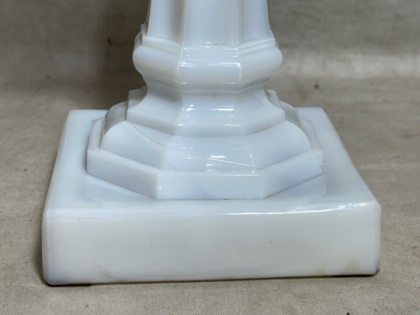 14" Tall Antique Oil Kerosine Glass Lamp Victorian Early Glassware White Clear