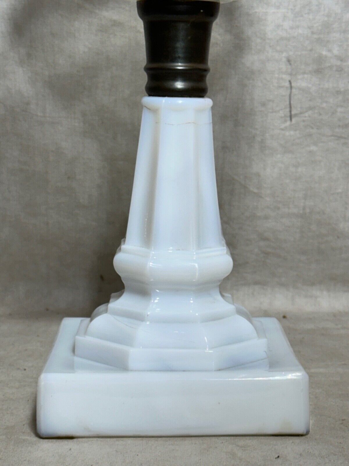 14" Tall Antique Oil Kerosine Glass Lamp Victorian Early Glassware White Clear