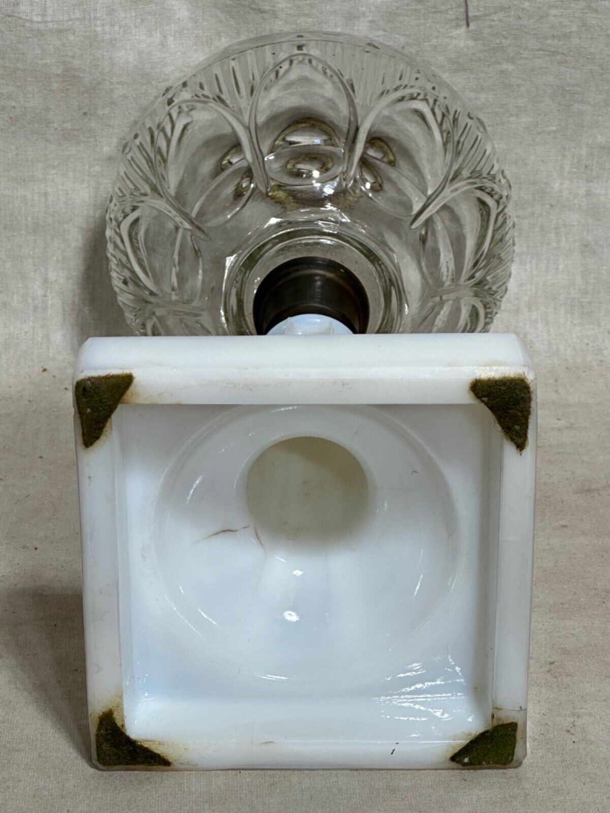 14" Tall Antique Oil Kerosine Glass Lamp Victorian Early Glassware White Clear
