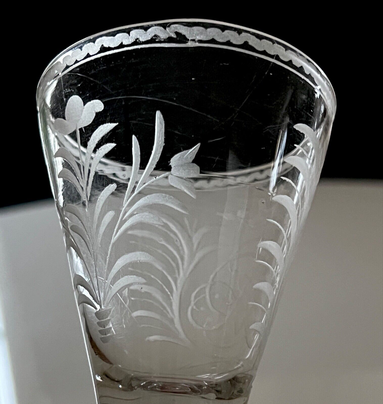 Antique Collectible Engraved Crowned Monogram Glass 18th century