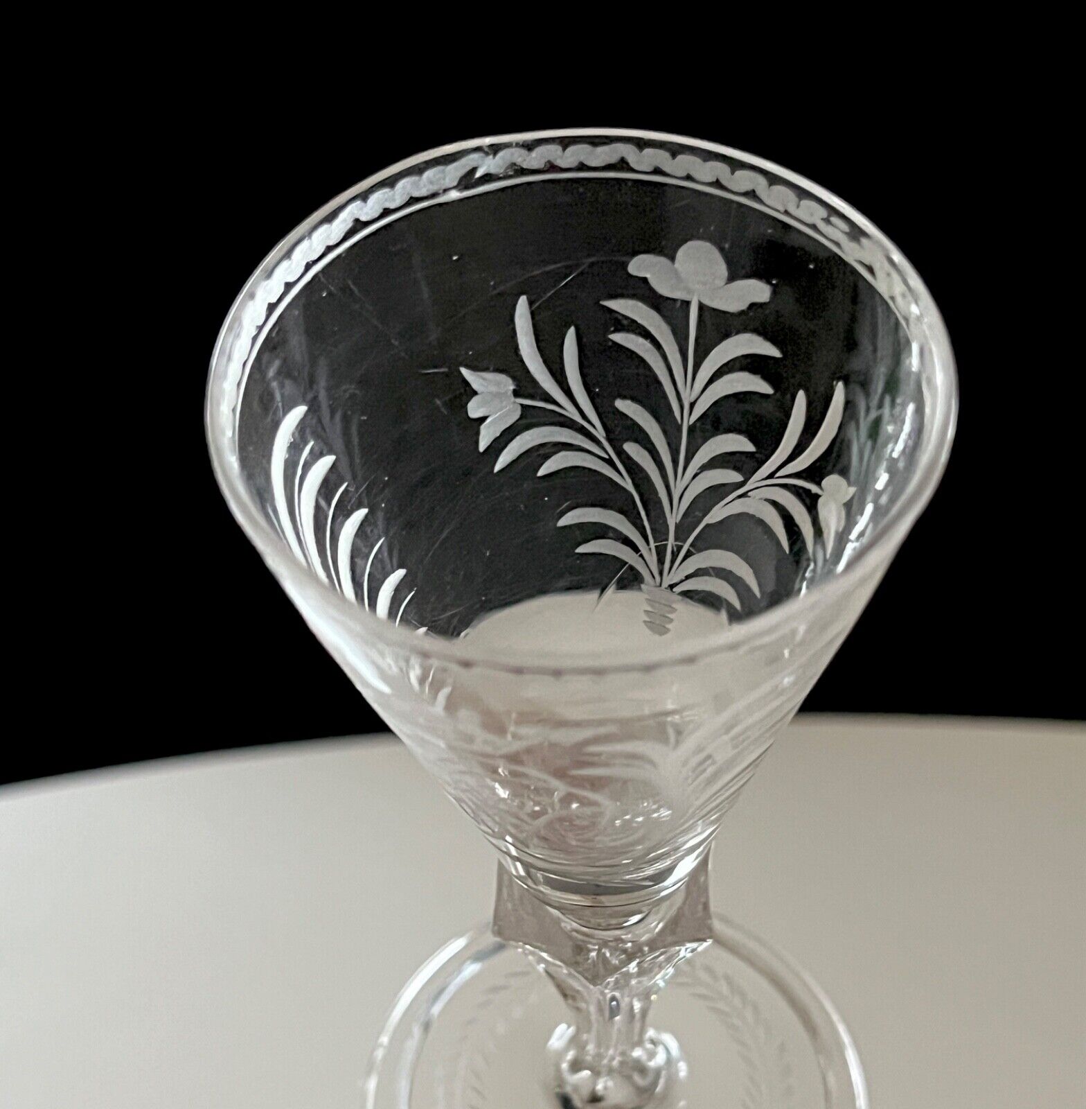 Antique Collectible Engraved Crowned Monogram Glass 18th century