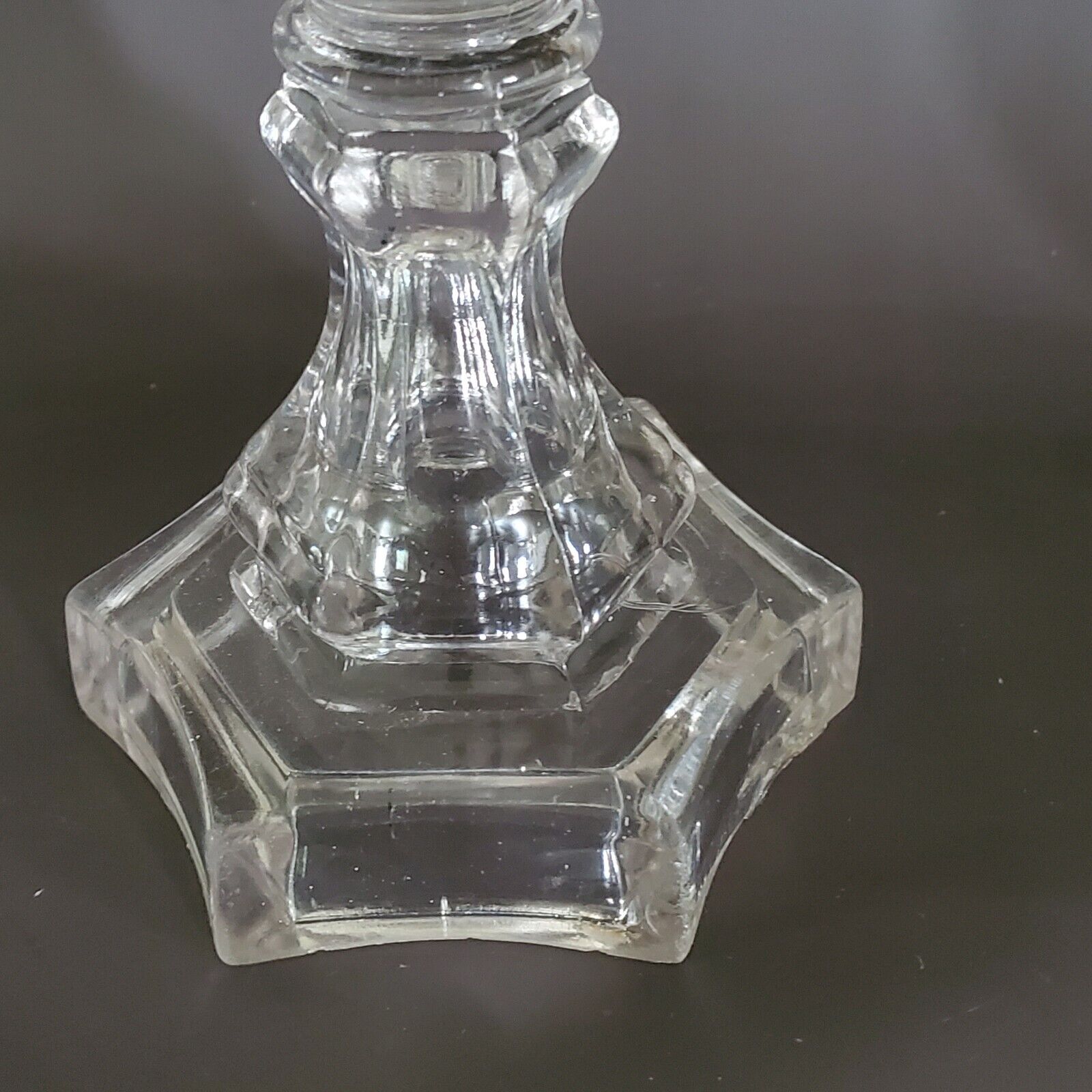 Antique EAPG  Whale Oil Lamp Cornucopia Diamond Point Thumbprint Glass Pattern