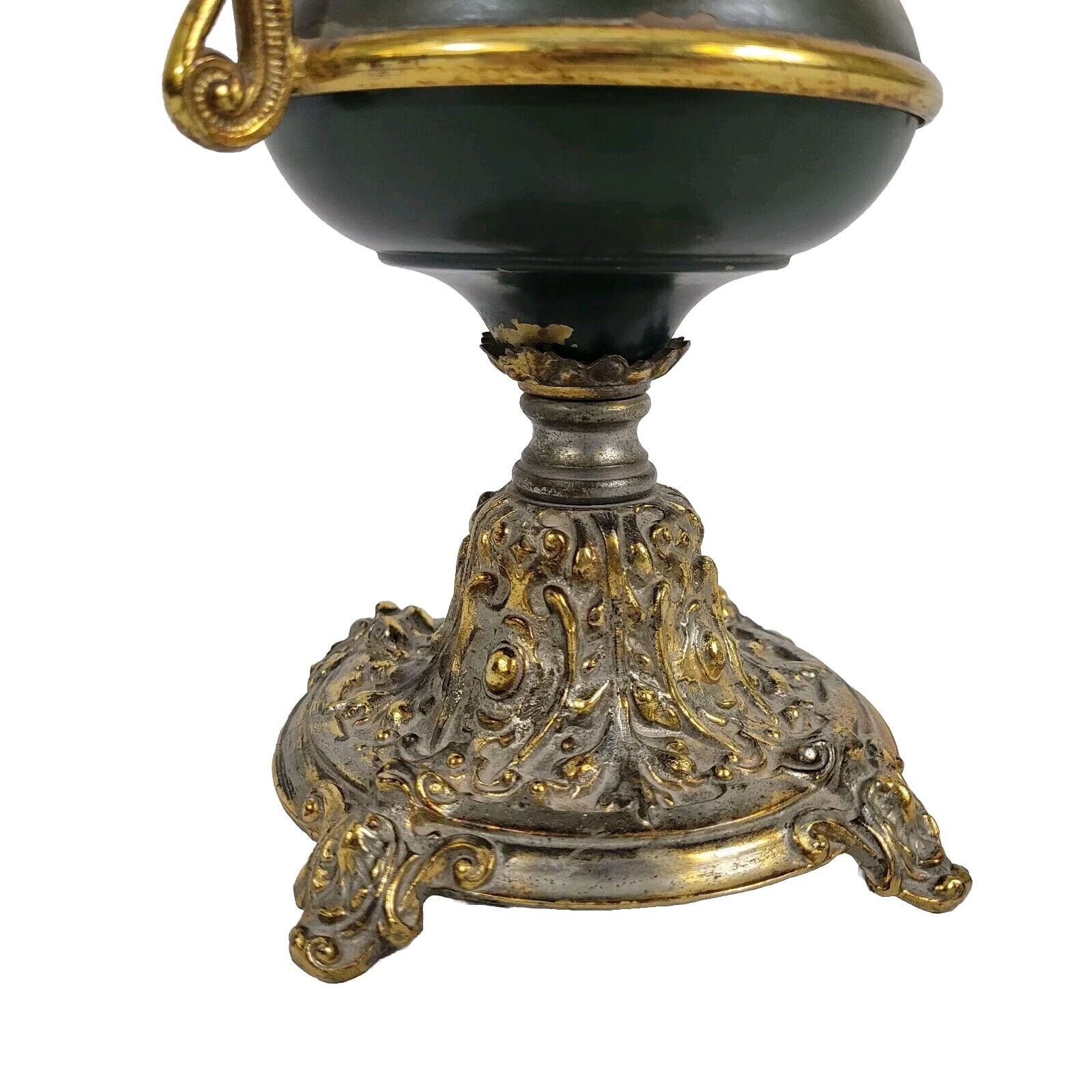 Antique Victorian French Brass Red Body Gilt Ornate Mantle Ewer Late 1800s 