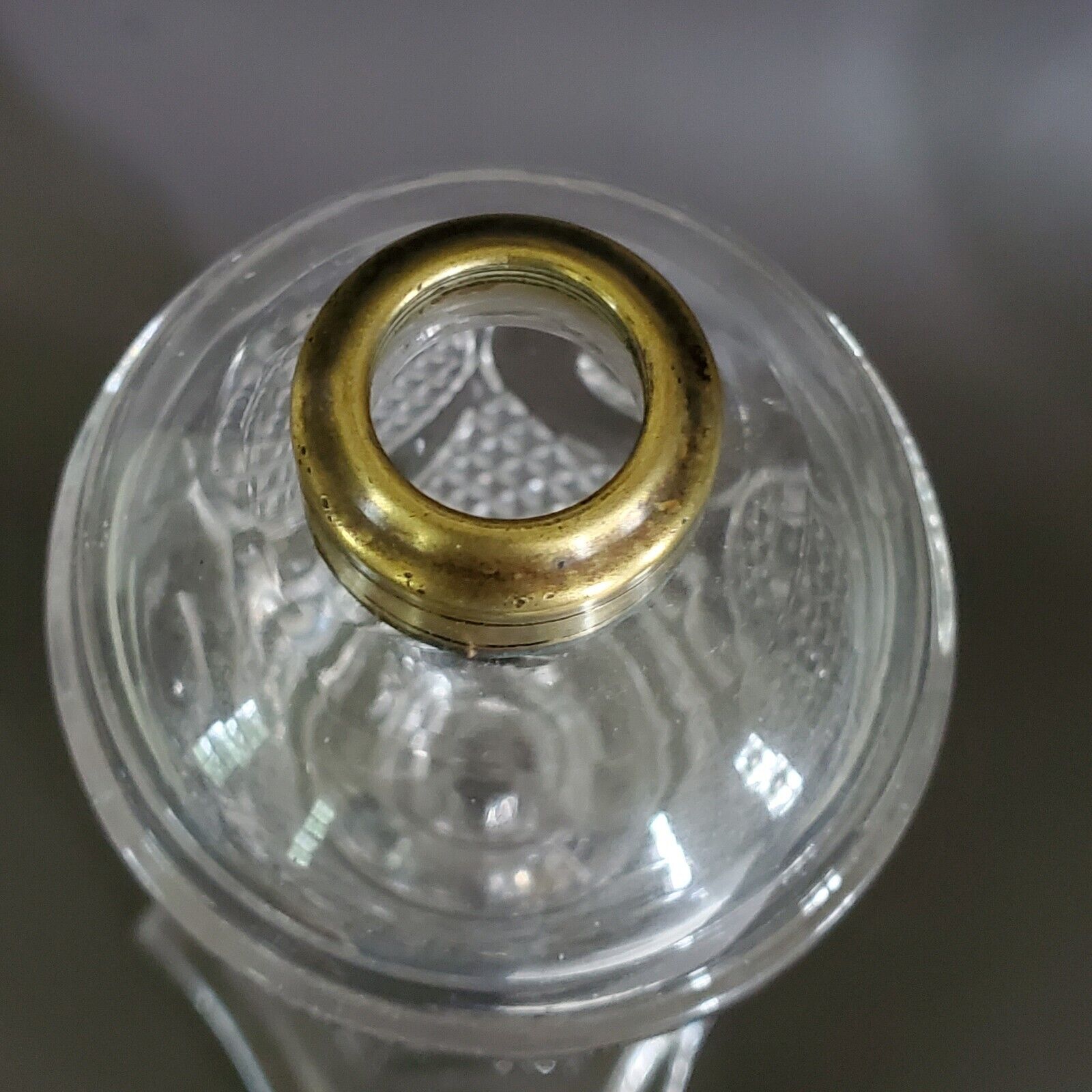 Antique EAPG  Whale Oil Lamp Cornucopia Diamond Point Thumbprint Glass Pattern
