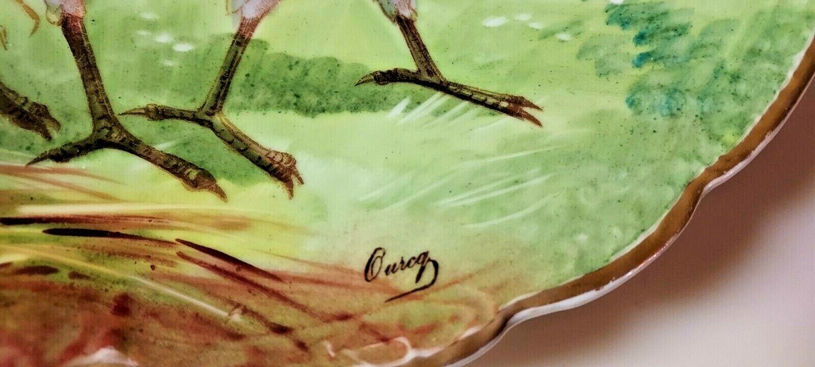 Limoges Charger Plate LRL 1900's Hand Painted Game Birds Cock & Hen Artist Ourcq