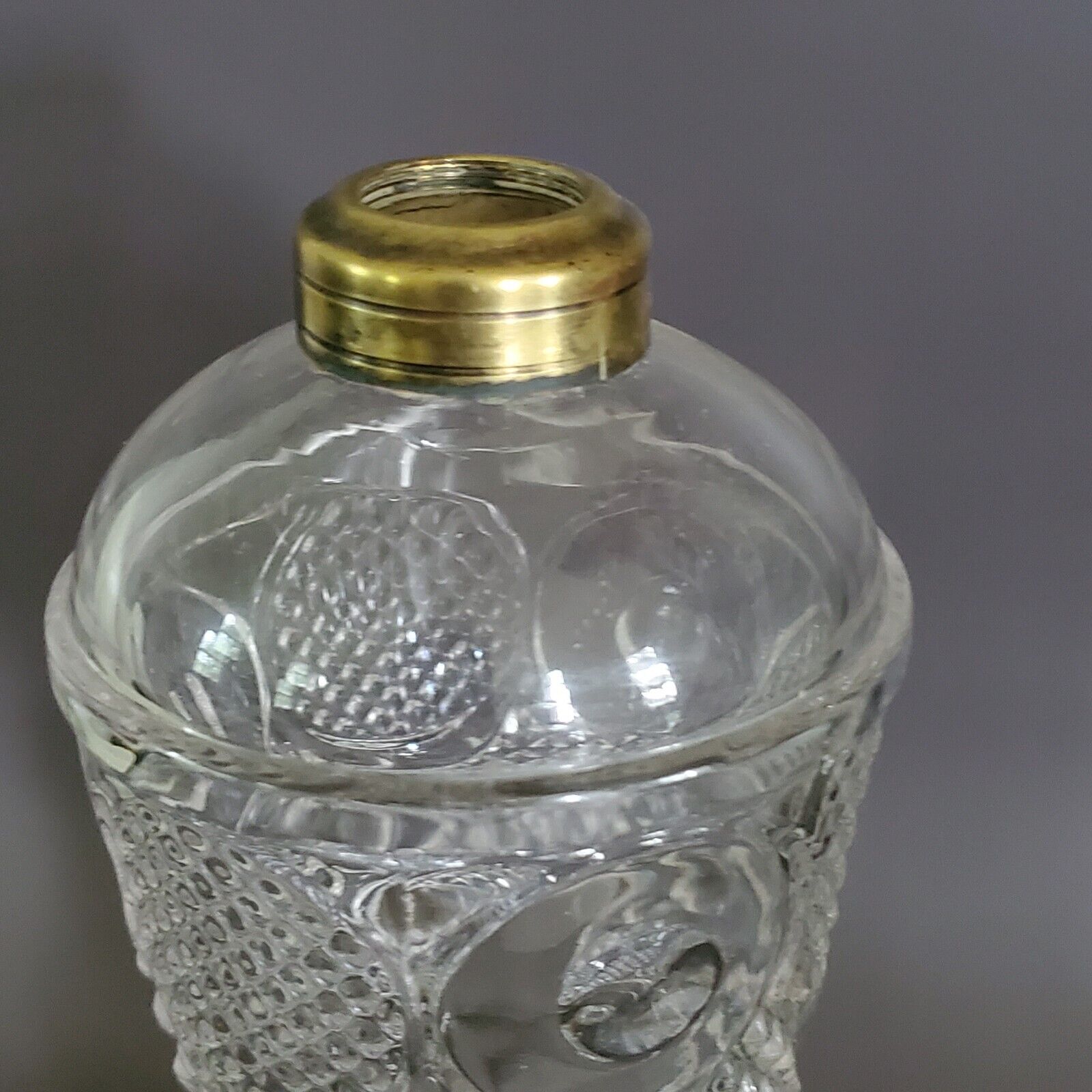 Antique EAPG  Whale Oil Lamp Cornucopia Diamond Point Thumbprint Glass Pattern