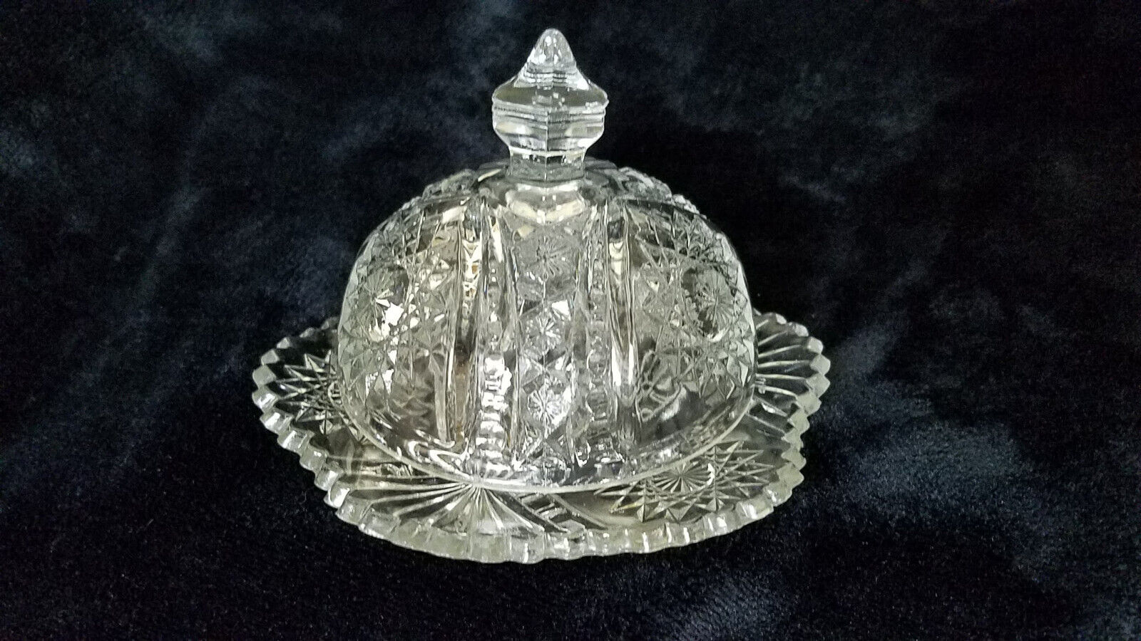 EAPG Indiana Glass No. 300 Oval Star Toy Covered Butter Dish c. 1910