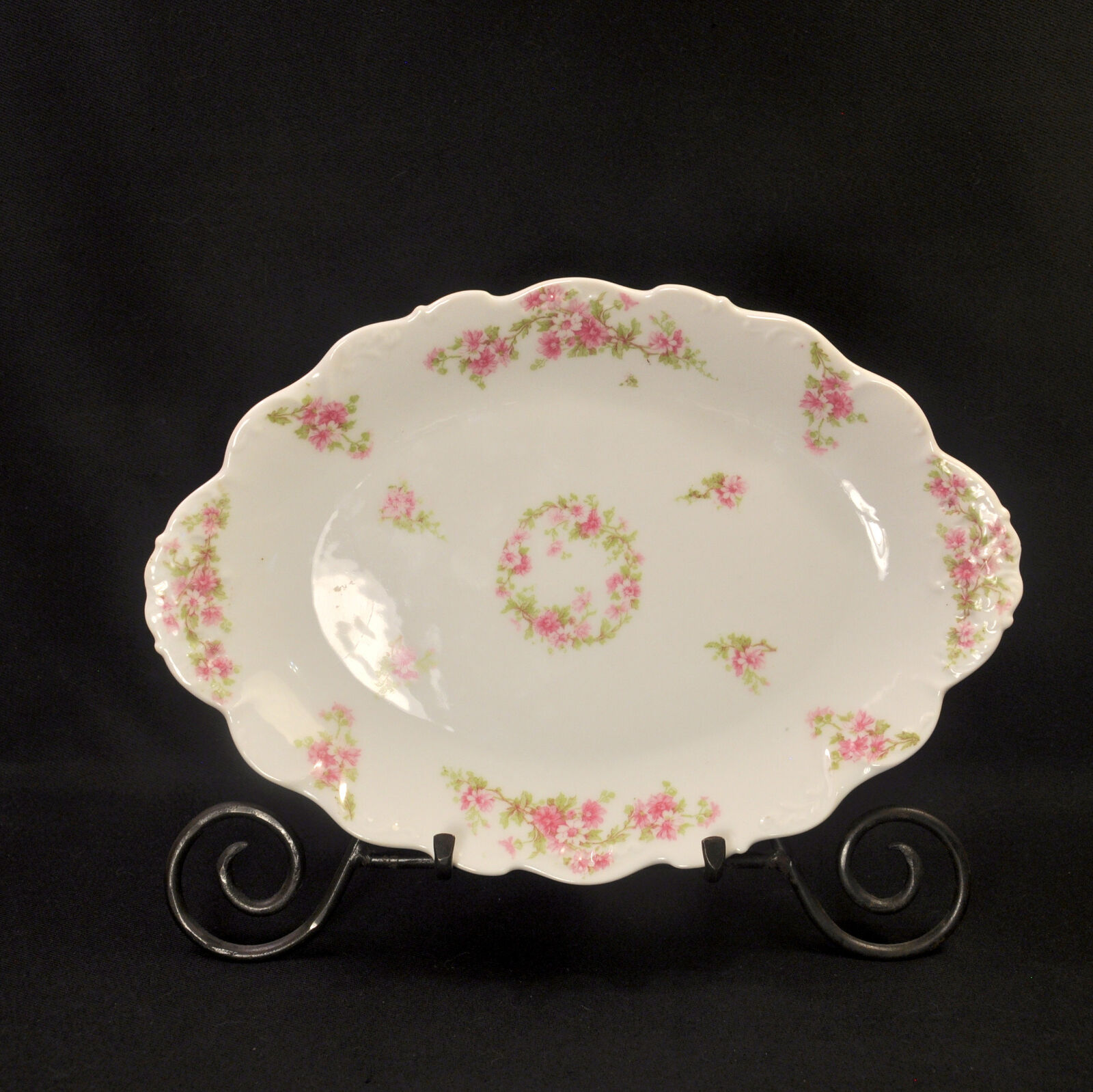 Limoges Elite Bawo Dotter Platter Serving 11 3/4" X 8 1/8" Pink Floral 1900-1914