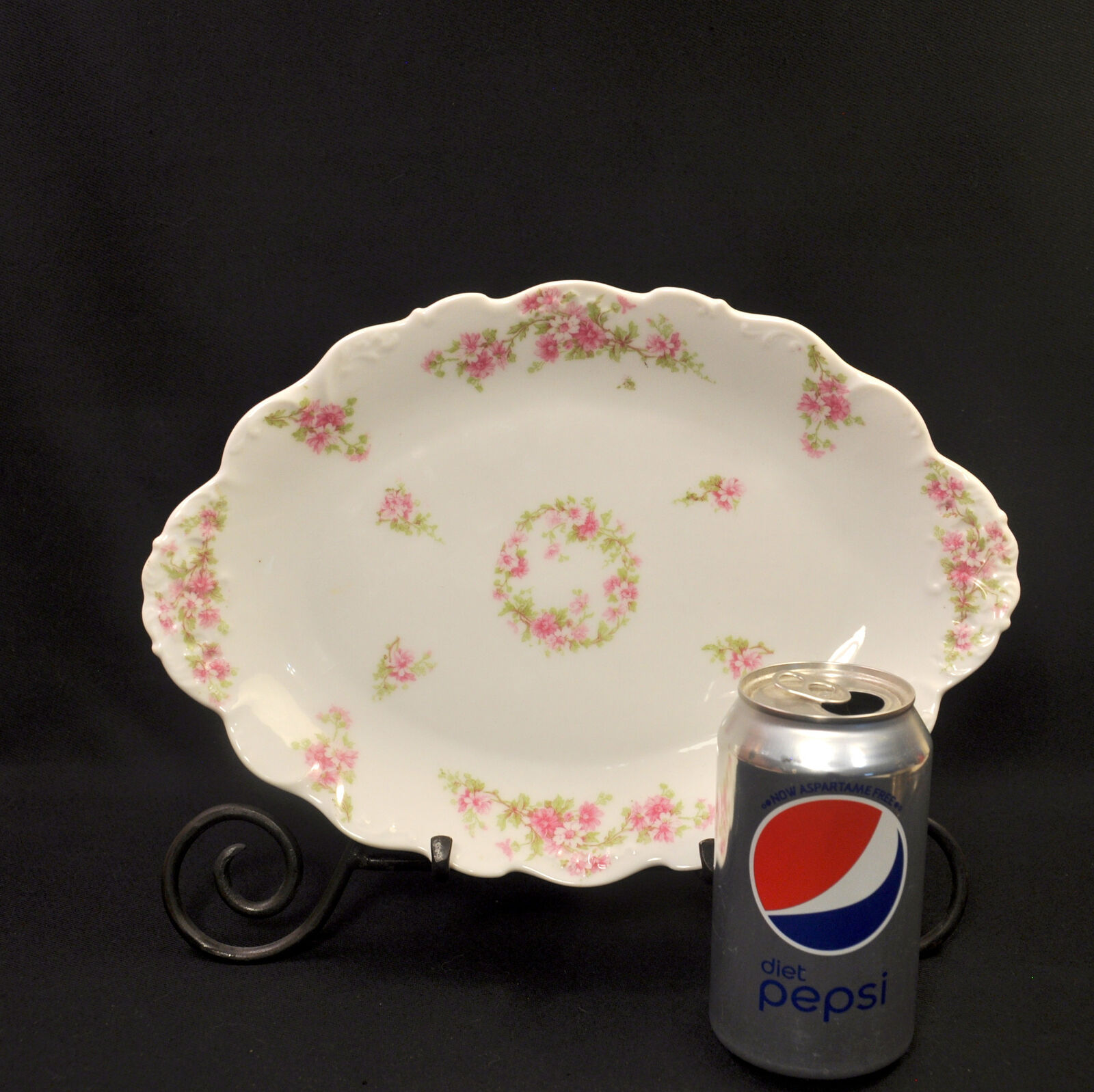 Limoges Elite Bawo Dotter Platter Serving 11 3/4" X 8 1/8" Pink Floral 1900-1914