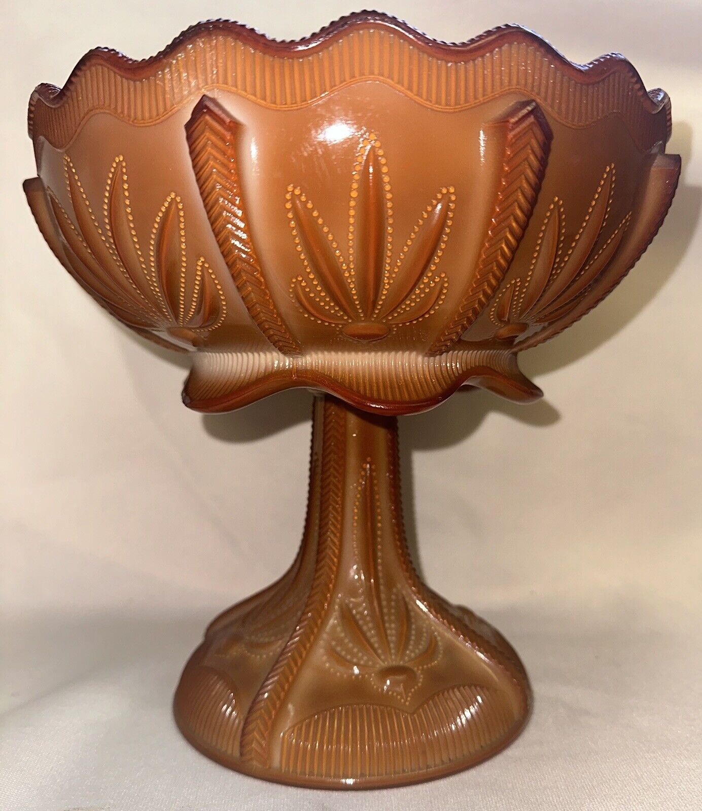 Cactus, #375, National Glass/Greentown, Chocolate Glass, Compote, USA, 1900, ExC