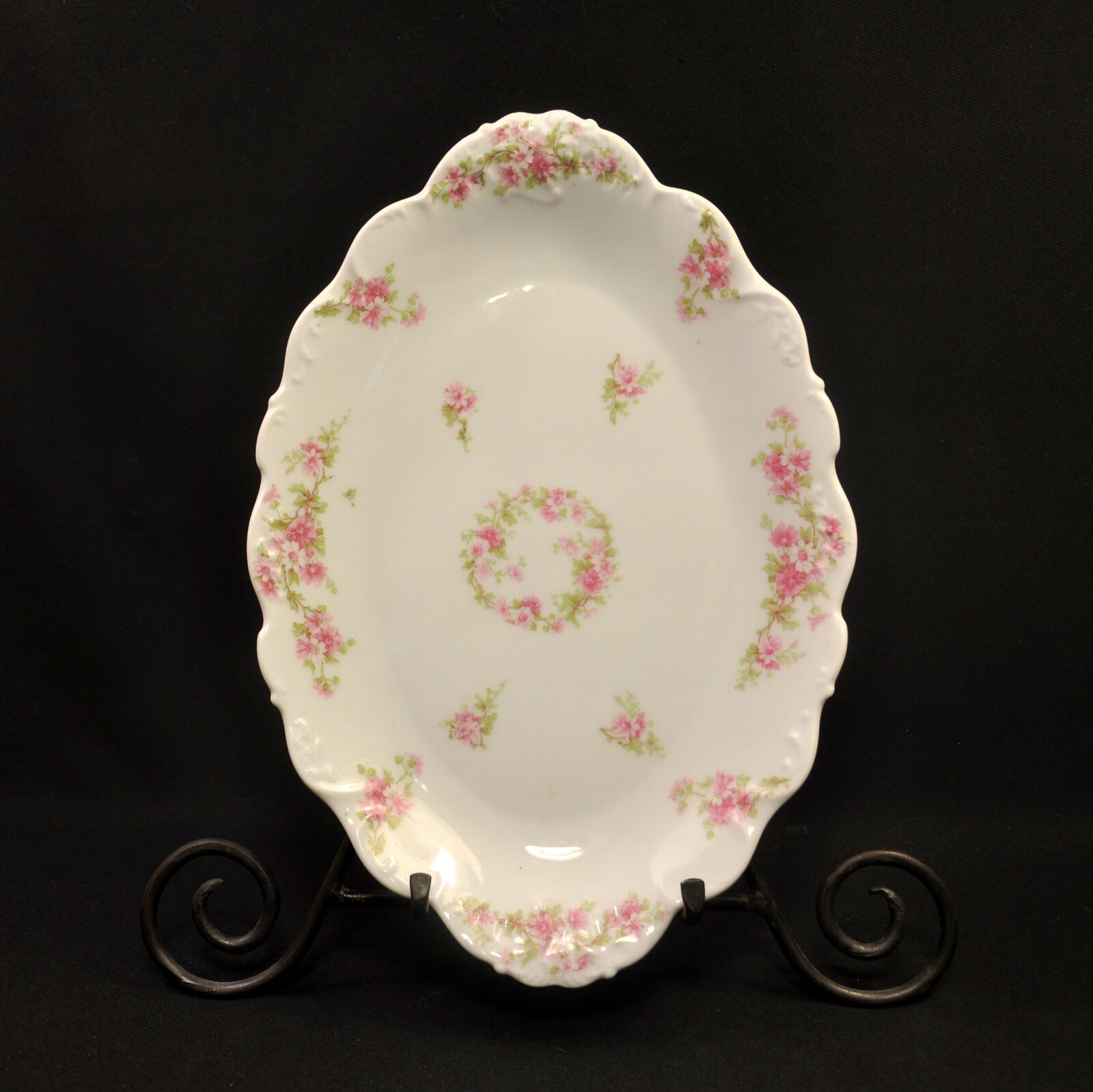 Limoges Elite Bawo Dotter Platter Serving 11 3/4" X 8 1/8" Pink Floral 1900-1914