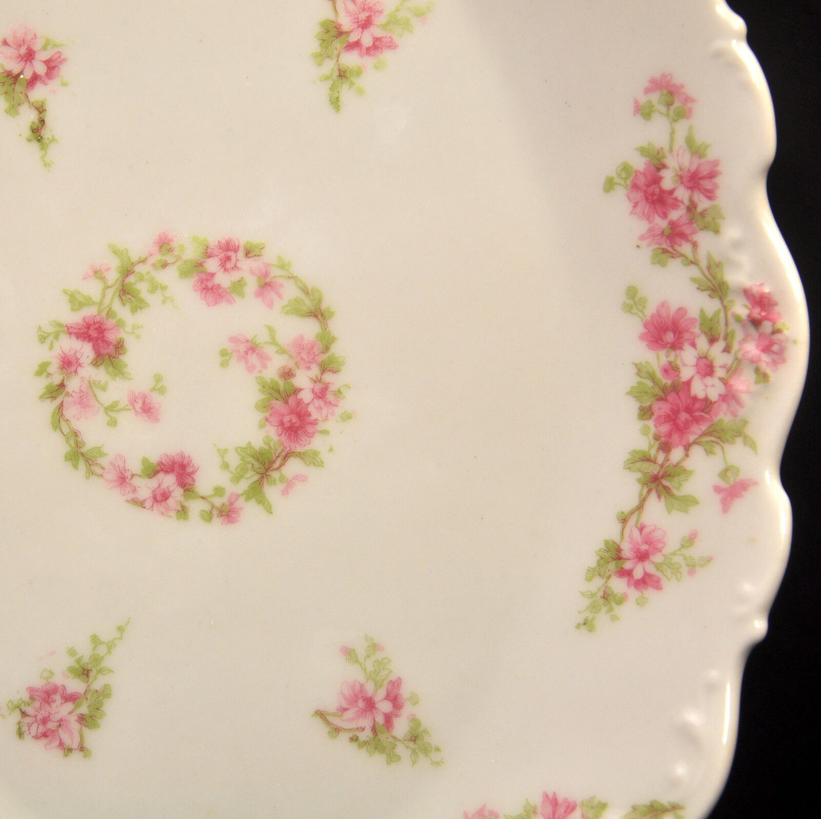 Limoges Elite Bawo Dotter Platter Serving 11 3/4" X 8 1/8" Pink Floral 1900-1914