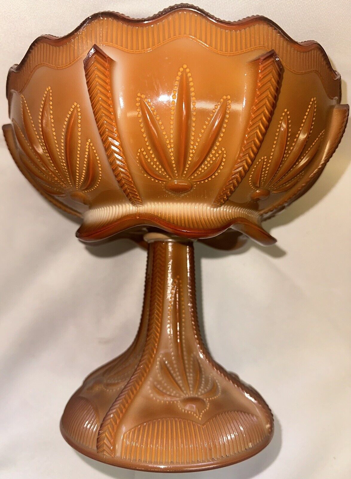 Cactus, #375, National Glass/Greentown, Chocolate Glass, Compote, USA, 1900, ExC