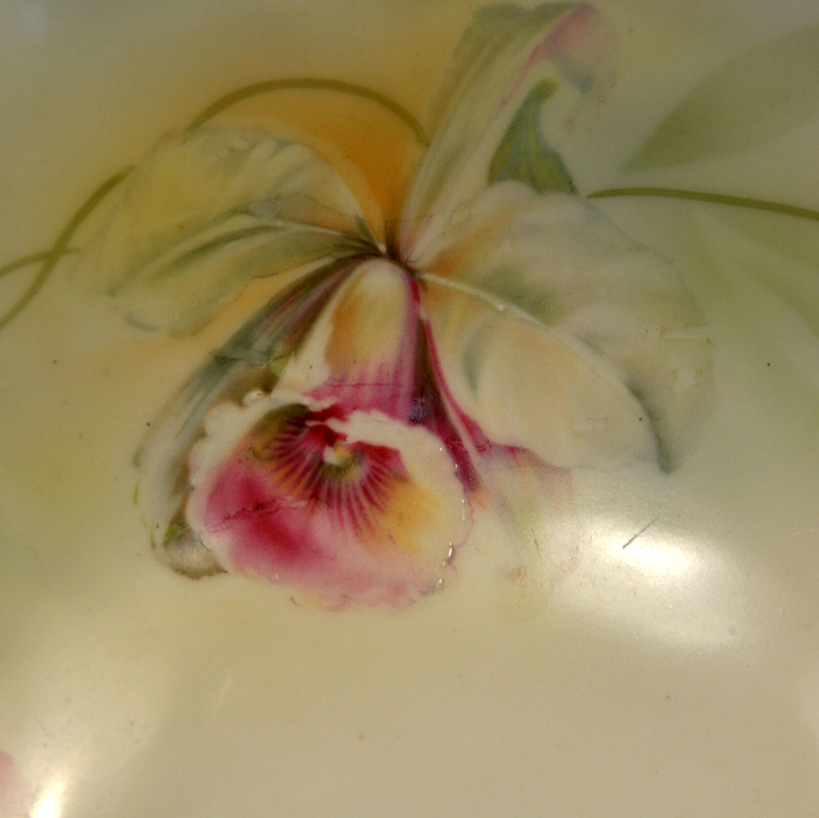 Prussian China Square Bowl E Schlegelmilch 1900 Hand Painted Orchids w/GOLD