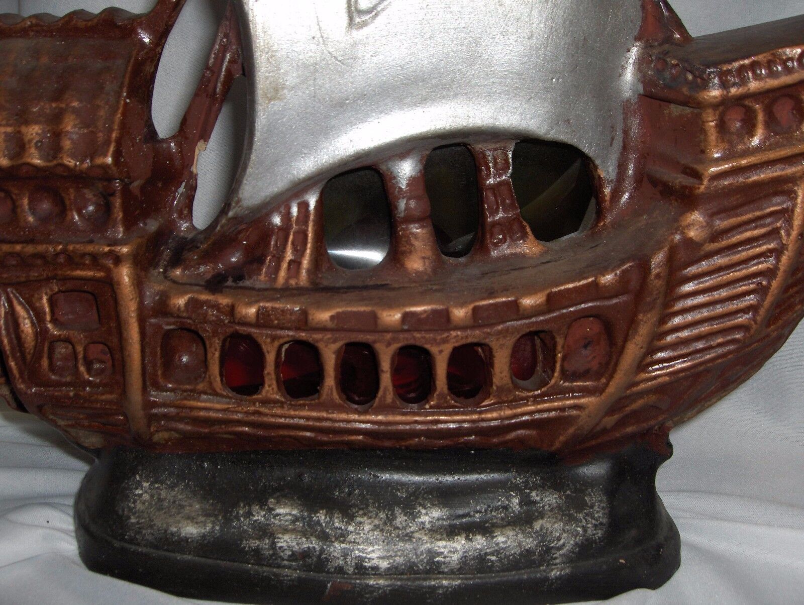 Vintage Table Lamp Spanish Galleon Sailing Ship Chalk-ware Early to Mid 1900's