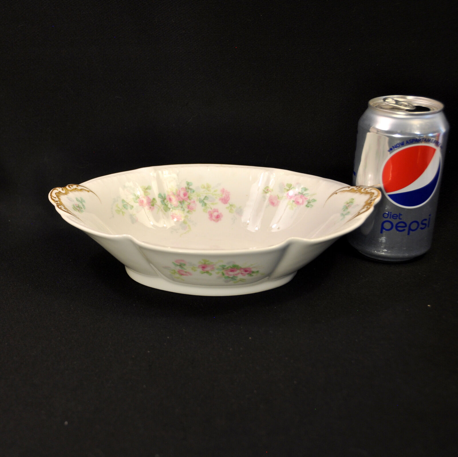 GDA Charles Field Haviland Limoges Oval Vegetable Bowl Pink Roses Green Shamrock
