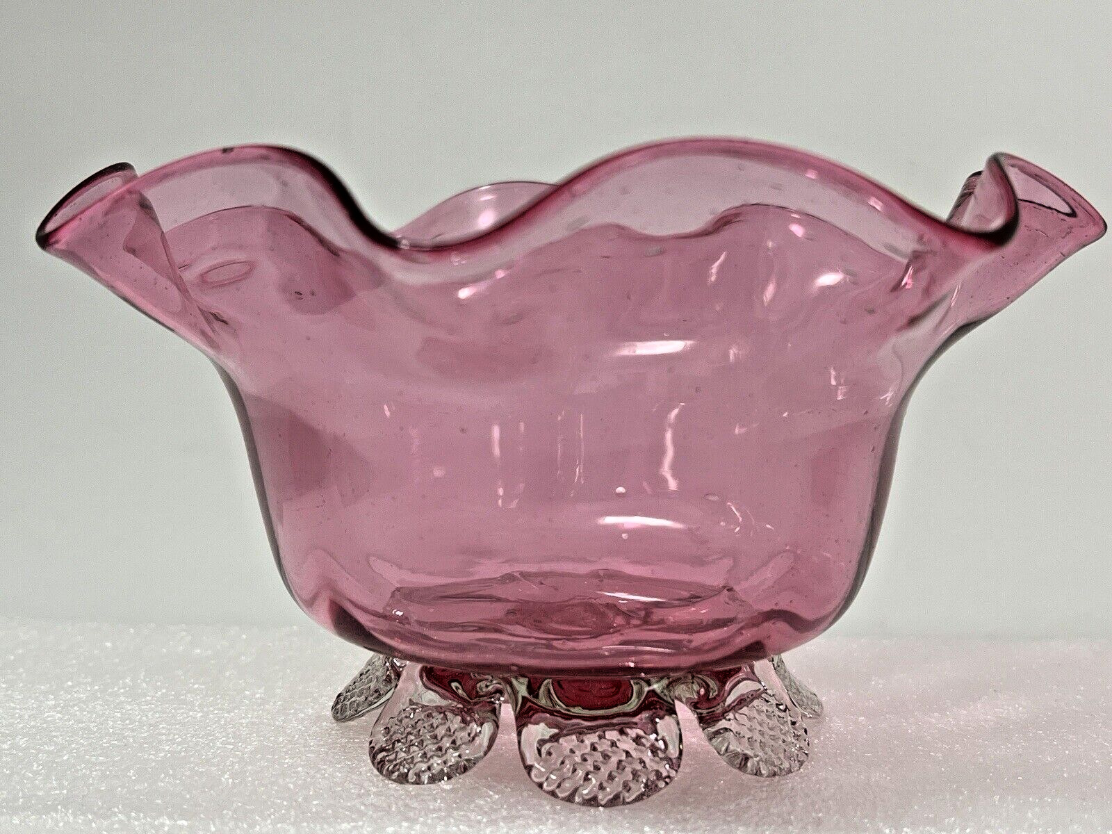 Victorian Cranberry Glass ~ Creamer & Sugar Bowl ~ Uranium Handle & Feet 1800's