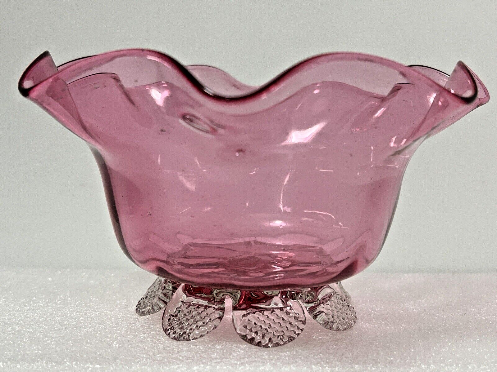 Victorian Cranberry Glass ~ Creamer & Sugar Bowl ~ Uranium Handle & Feet 1800's
