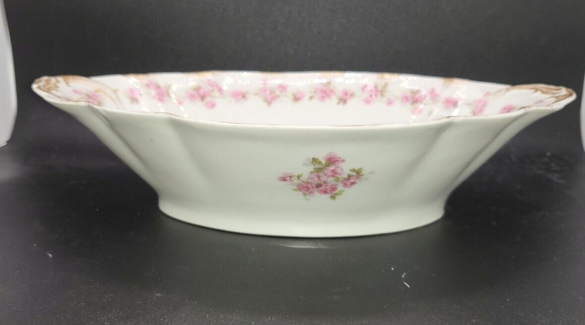 GDA Charles Field Haviland Limoges Oval Vegetable Bowl Pink Roses CHF569