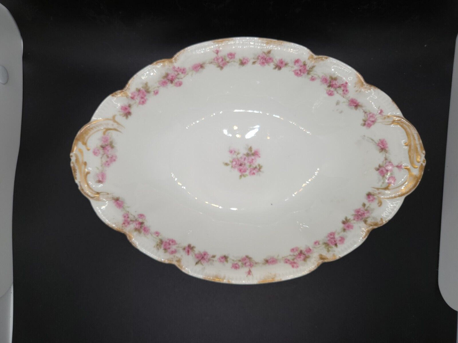 GDA Charles Field Haviland Limoges Oval Vegetable Bowl Pink Roses CHF569