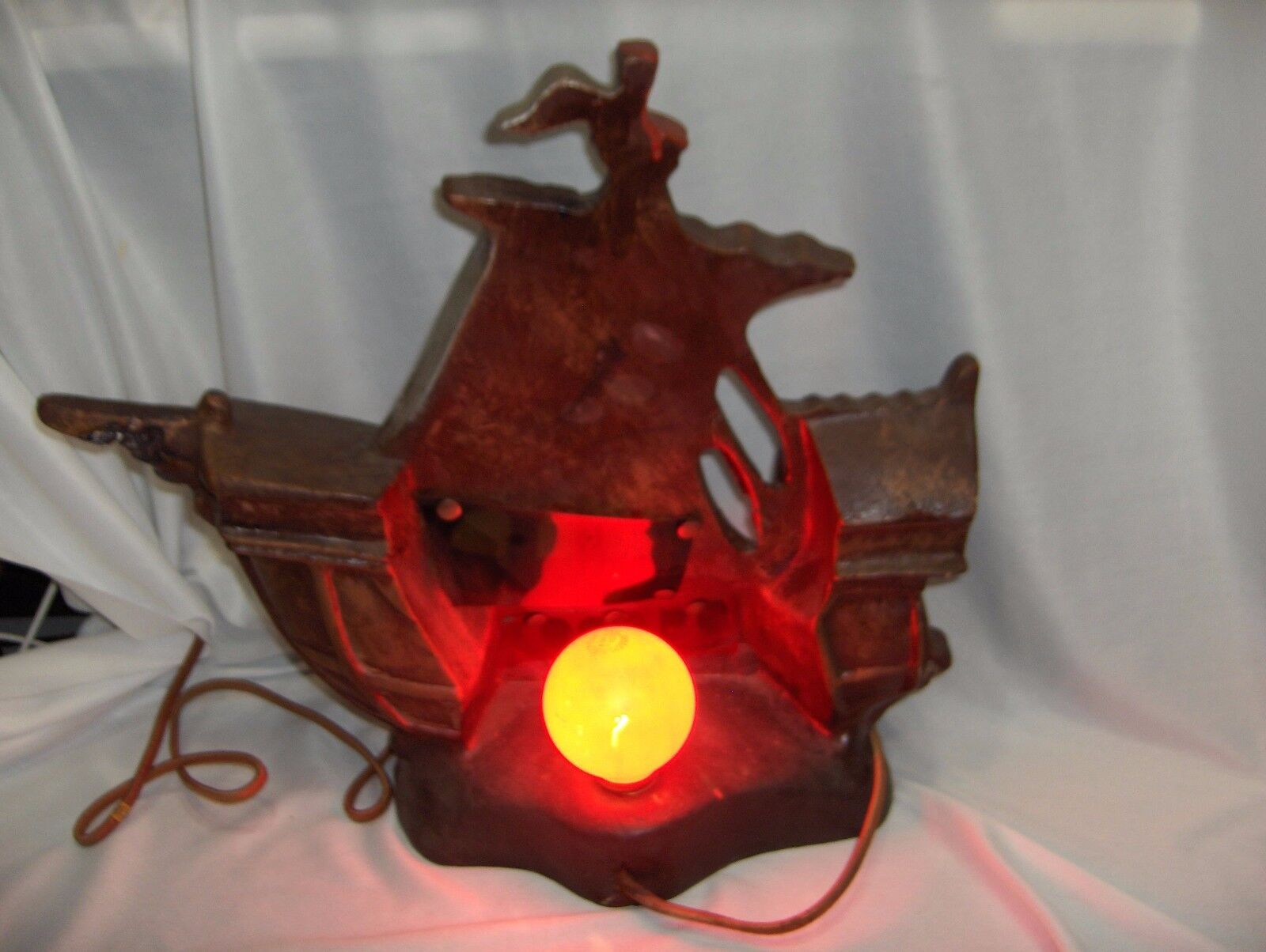 Vintage Table Lamp Spanish Galleon Sailing Ship Chalk-ware Early to Mid 1900's