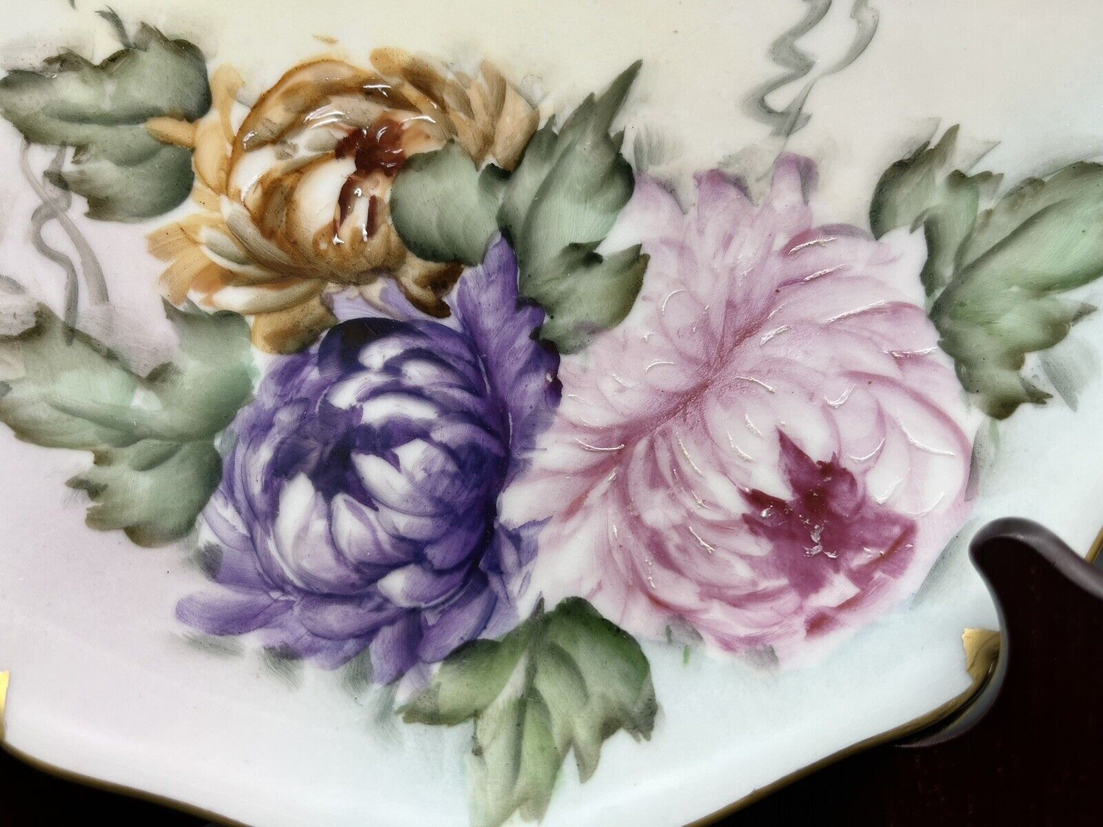 Antique Limoges Guerin 3 Cups & Saucers Dessert Plate Hand Painted  1900-1932