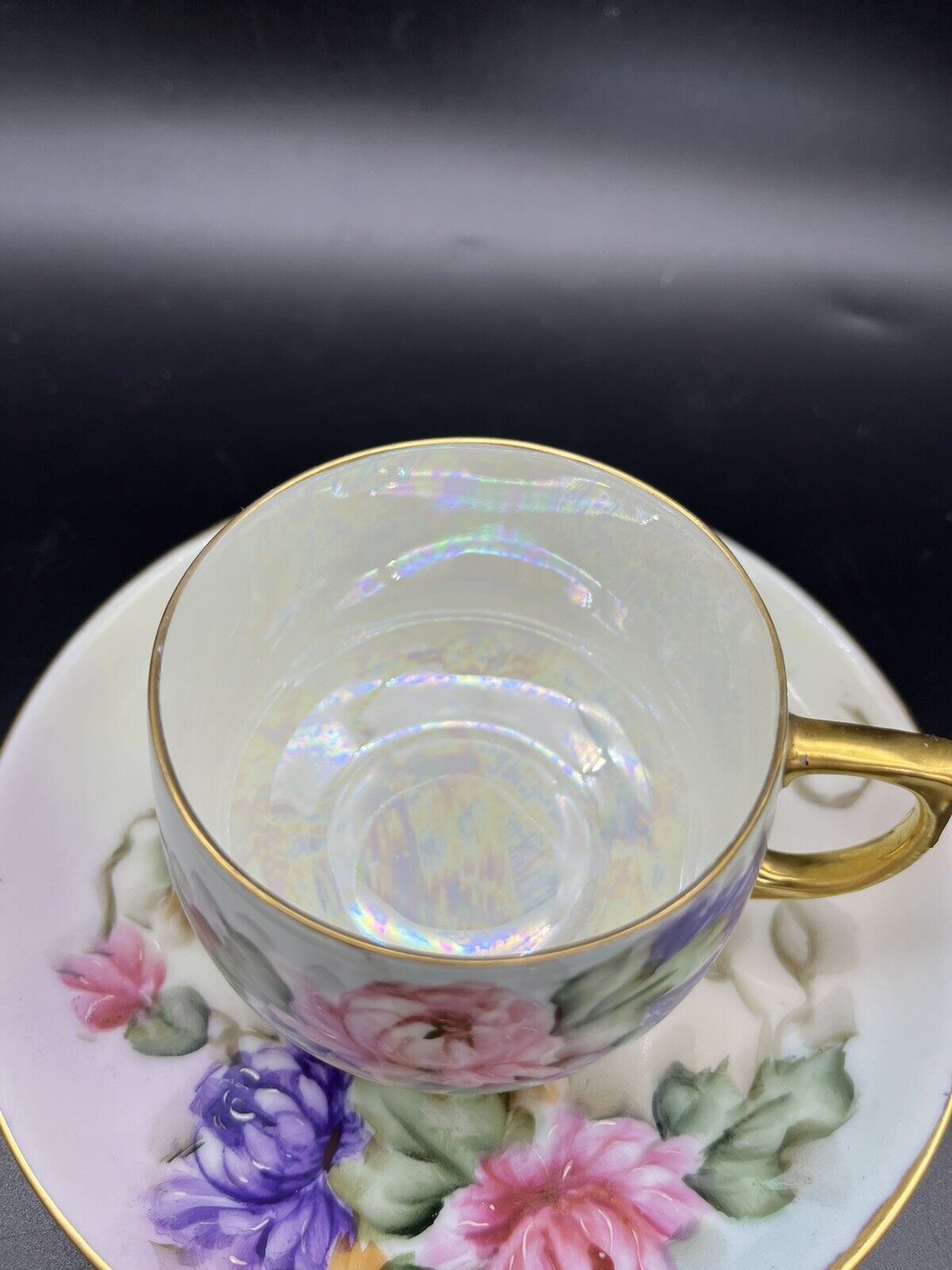 Antique Limoges Guerin 3 Cups & Saucers Dessert Plate Hand Painted  1900-1932