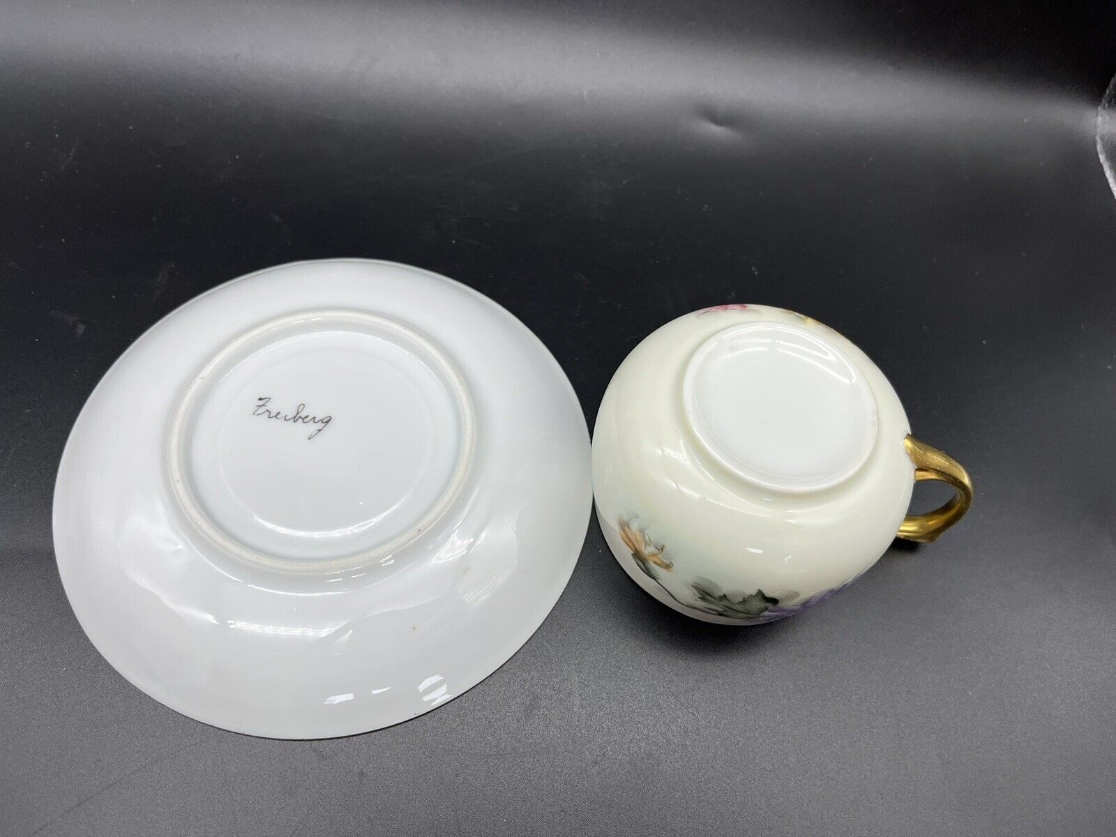 Antique Limoges Guerin 3 Cups & Saucers Dessert Plate Hand Painted  1900-1932