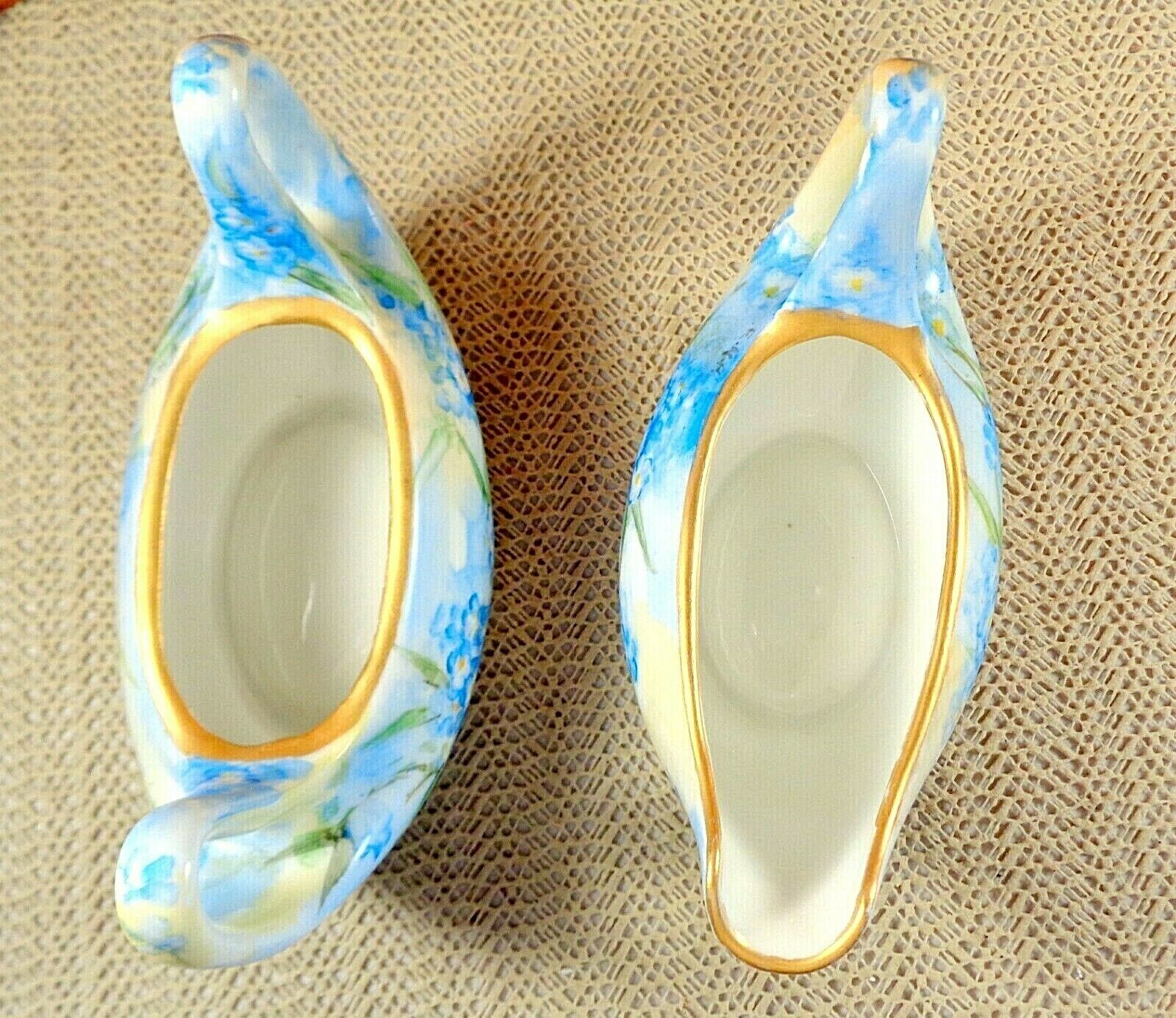 Vintage Oval Creamer and Open Sugar / Blue For-Get-Me-Nots / Rare
