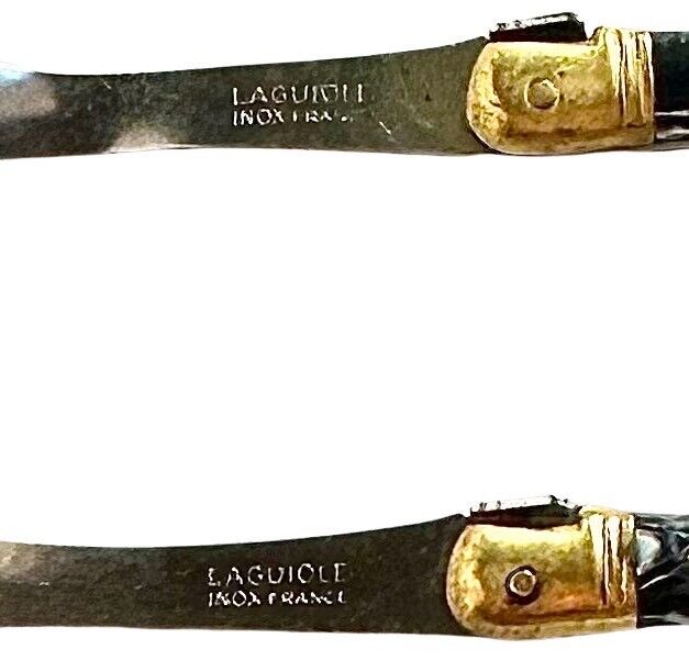 Antique 1900s Vintage Laguiole Serving Spoon & Fork Stainless Bee Emblem Pre Own