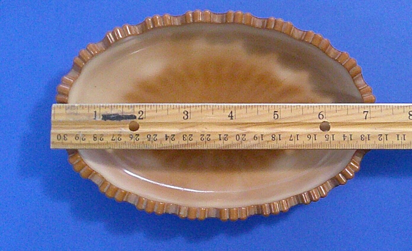 Leaf Bracket, #400, National Glass Co, Chocolate Glass, Oval Bowl, USA, c 1900