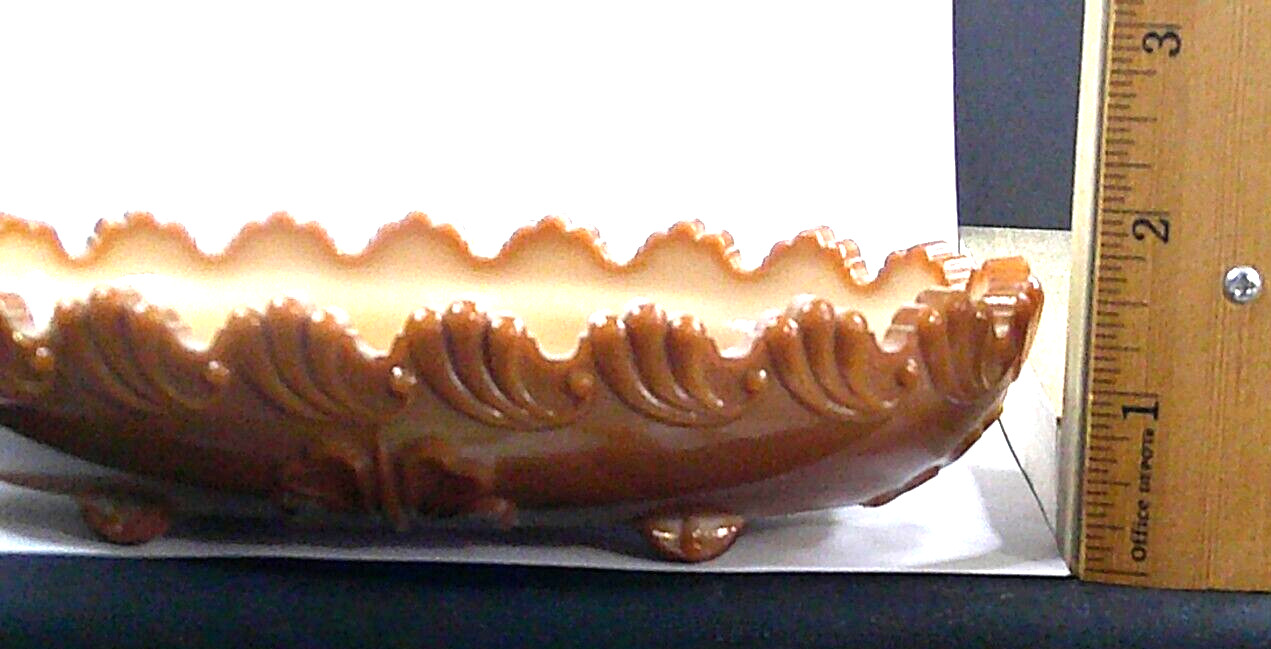 Leaf Bracket, #400, National Glass Co, Chocolate Glass, Oval Bowl, USA, c 1900