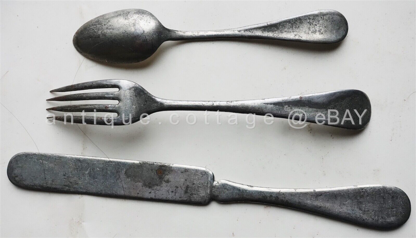1800s antique silver plate color PAISLEY PATTERN flatware 3pc CHILD SERVING