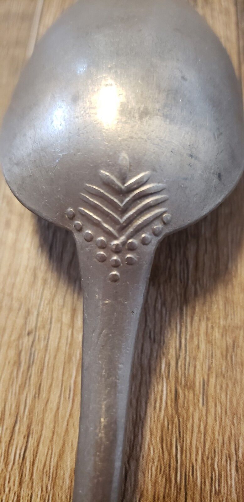 Antique 1800's 19th Century Pewter Soup Spoon 8" Flatware Tableware