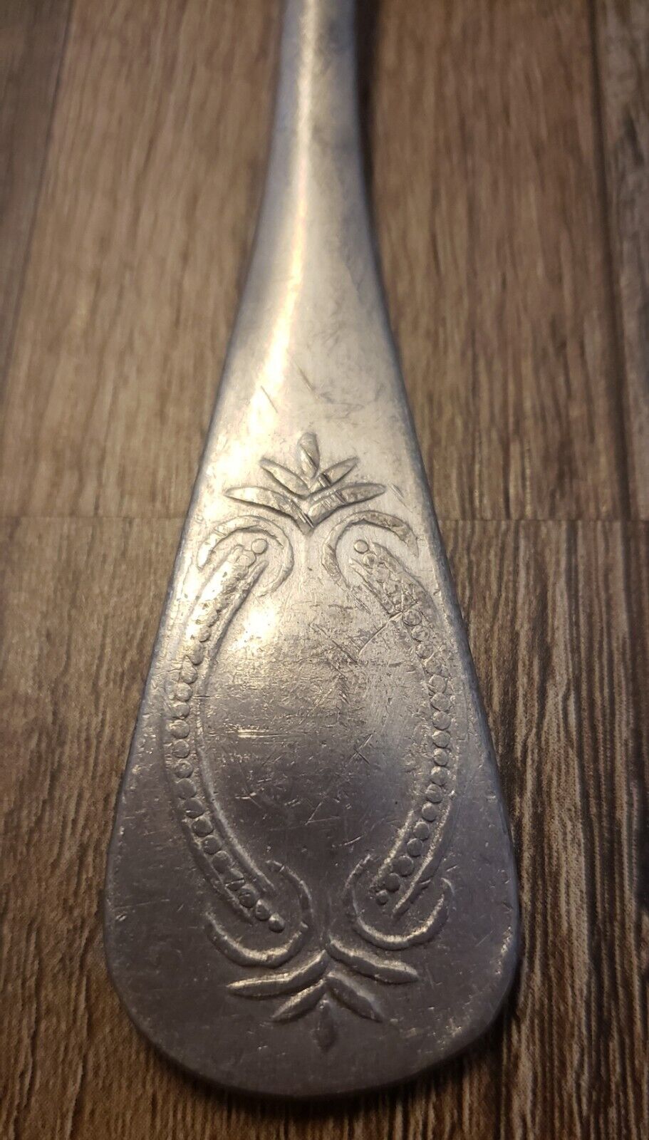 Antique 1800's 19th Century Pewter Soup Spoon 8" Flatware Tableware