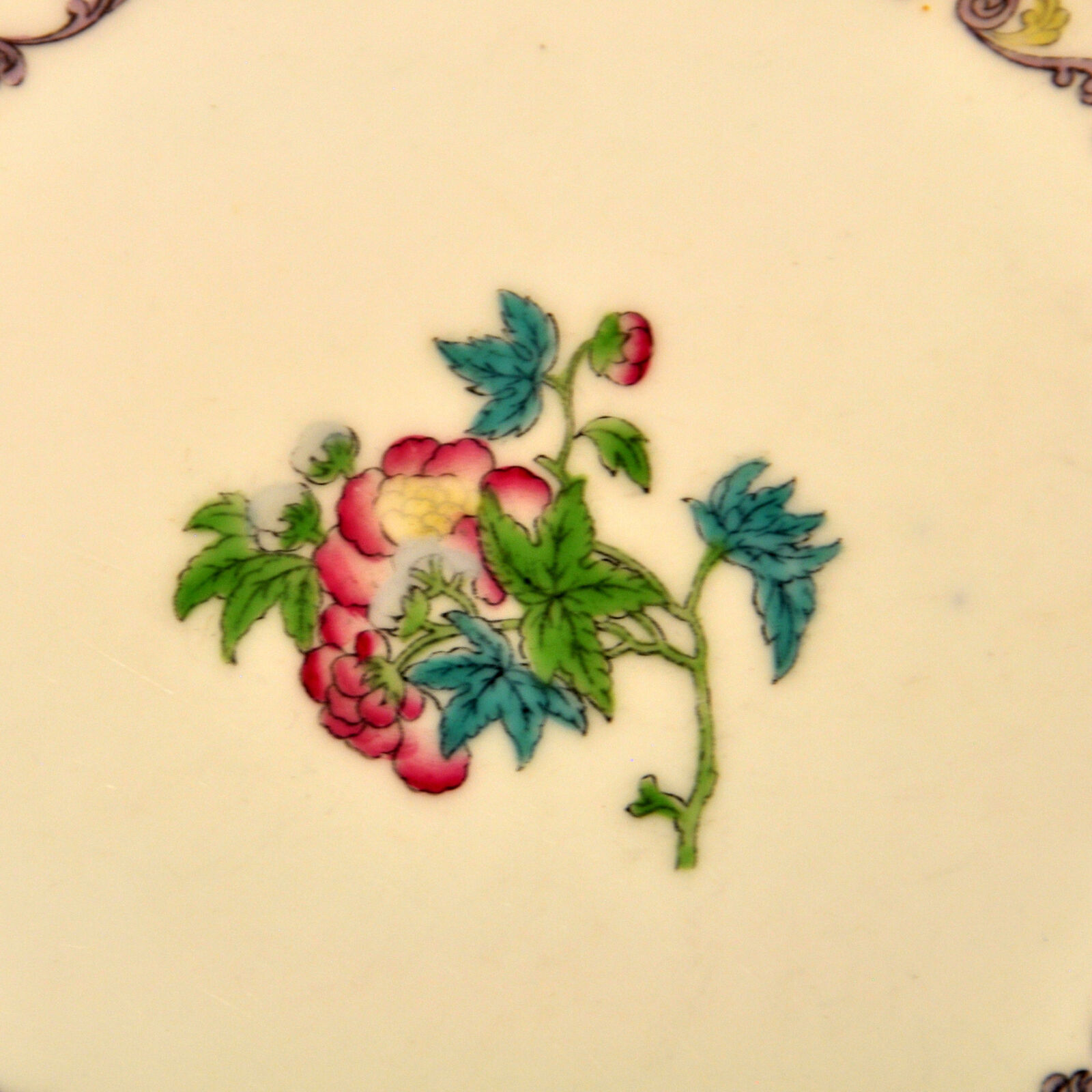 Mintons Set 4 Dinner Plates RN#654443 Floral Hand Painted Pink Blue Green 1900's