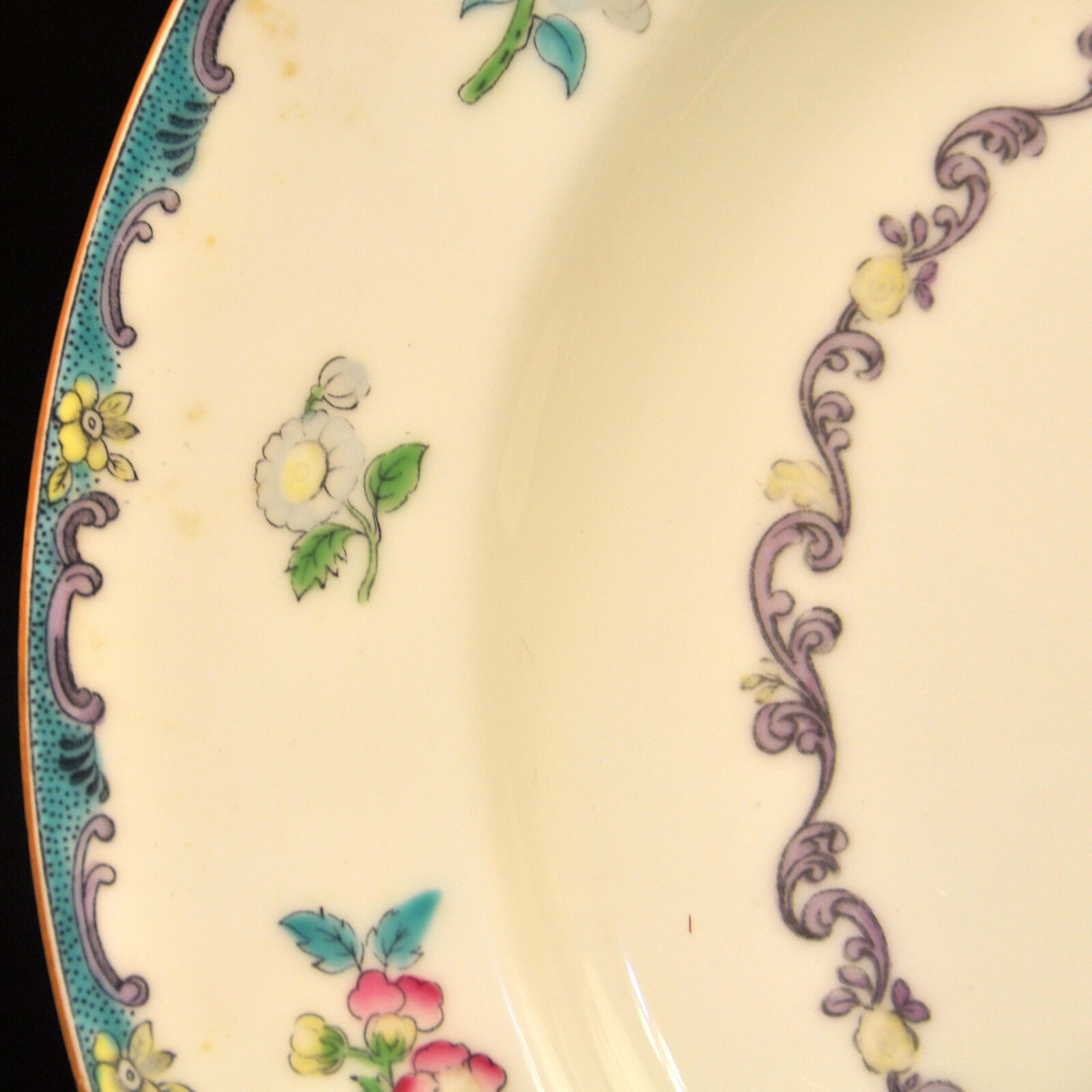 Mintons Set 4 Dinner Plates RN#654443 Floral Hand Painted Pink Blue Green 1900's
