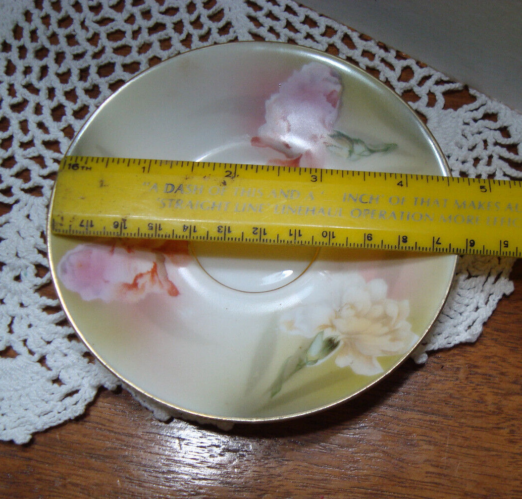 4 Antique 1900a RS Prussia Germany  Cup&Saucers Hand Painted Translucent