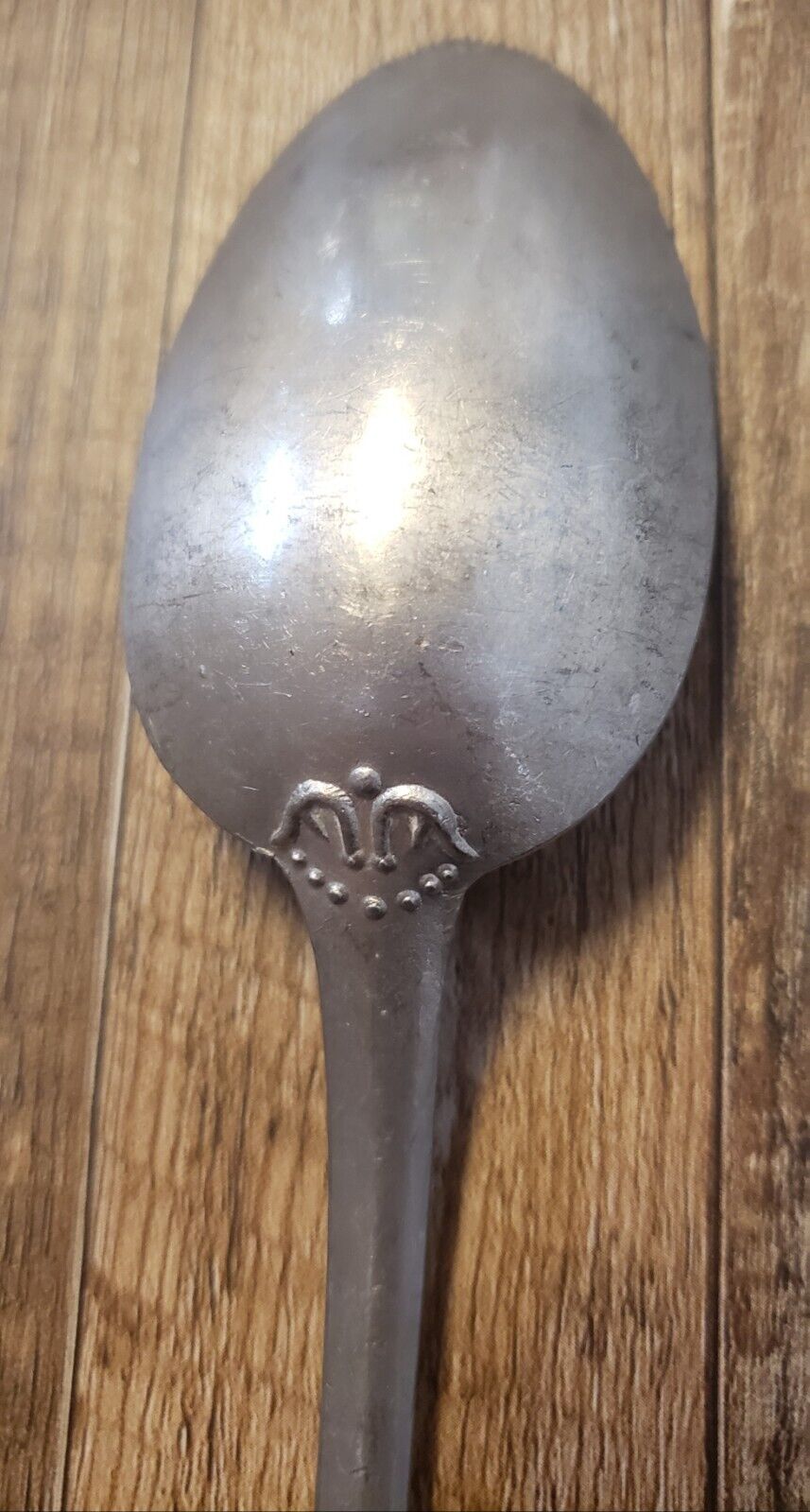 Antique 1800's 19th Century Pewter Soup Spoon 8" Flatware Tableware