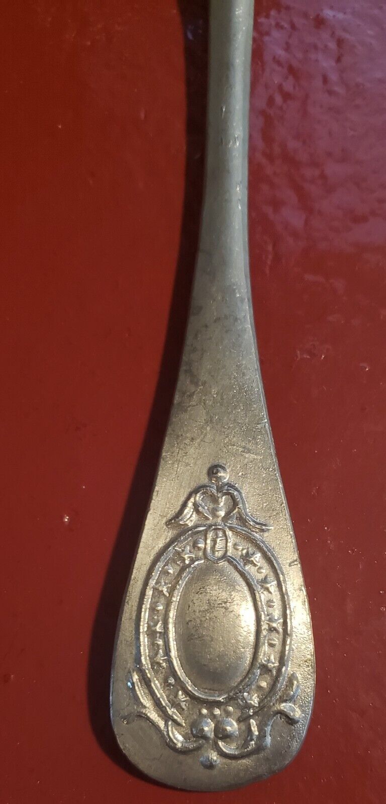Antique 1800's 19th Century Pewter Soup Spoon 8" Flatware Tableware