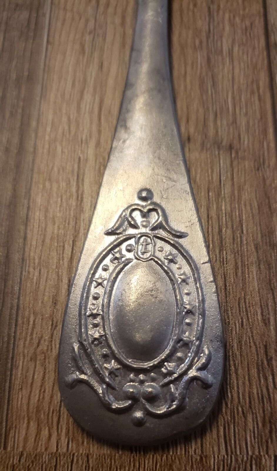 Antique 1800's 19th Century Pewter Soup Spoon 8" Flatware Tableware