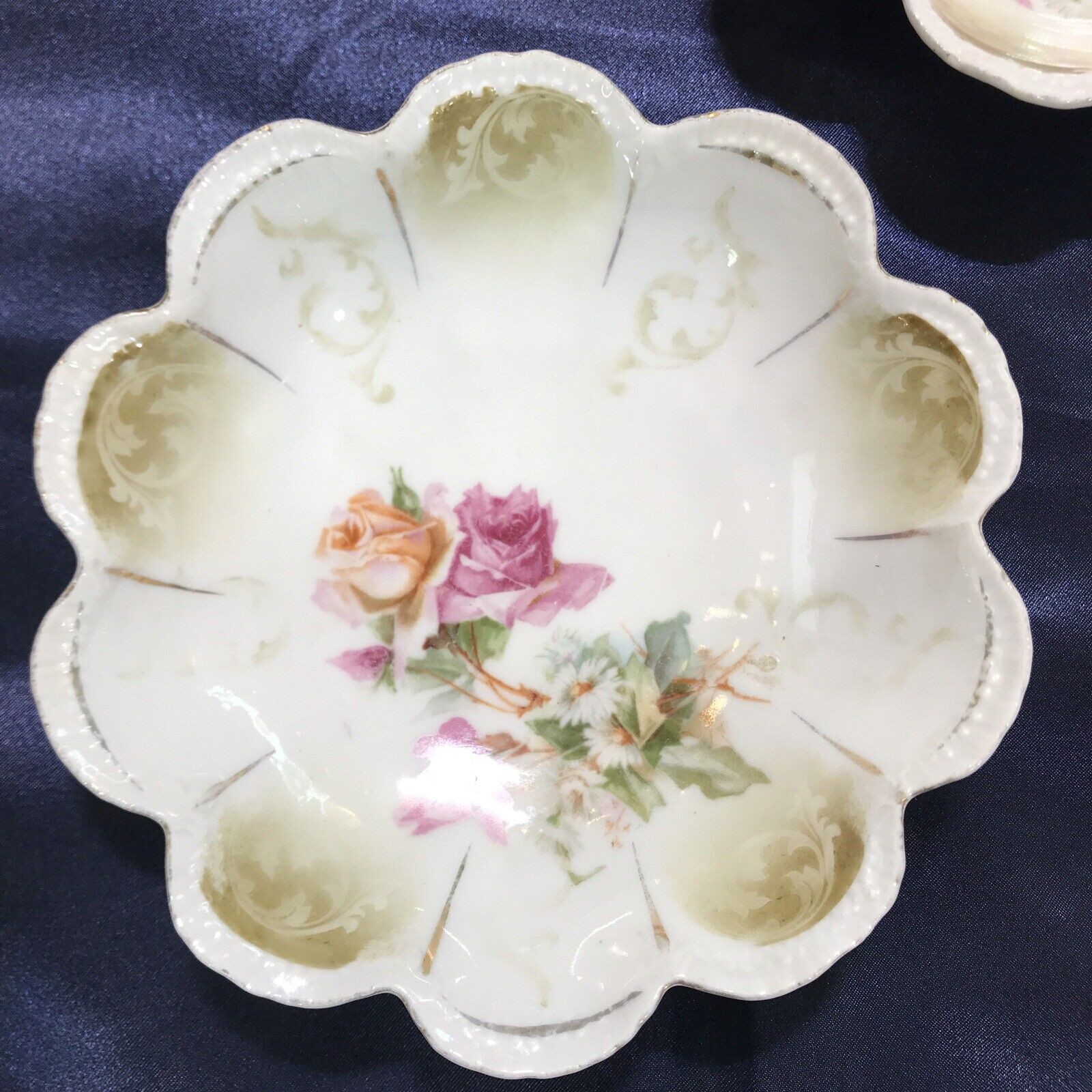 Set of 3 ￼Antique￼￼ RS Prussia Porcelain Saucers￼ Vintage Floral Tableware Dish￼